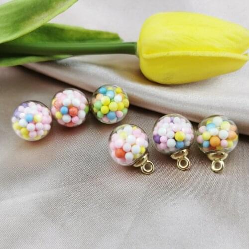 10pcs 16mm Colorful Candy Bubble Transparent Glass Ball Charms Acrylic Pendant Finding Fit Earring Hair Jewelry Accessories