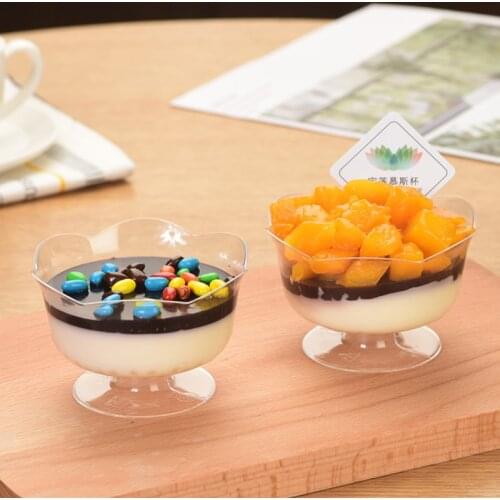 10pcs 110/125ML Disposable Plastic Tableware Dessert Cup Pudding Jelly Cup Goblet Container Party Wedding Festival Supplies