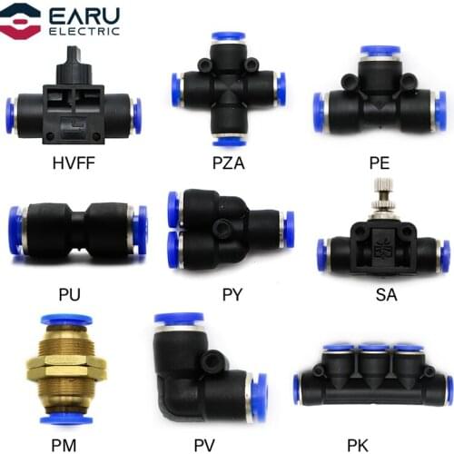 100pcs Pneumatic Fitting Tube Connector Air Water Pipe Push In Hose Couping 4mm 6mm 8mm 10mm 12mm PU PY PK PV PM PE SA PZA HVFF