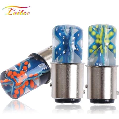 100PCS Strobe Flash T20 7443 W21/5W 1157 BAY15D COB Chips Car Flash Brake Bulbs Lights Reverse Red White Blue