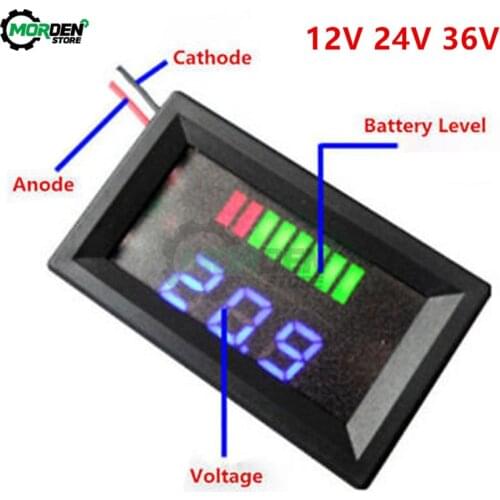 12V 24V 36V 48V Car Lead Acid Battery Charge Level Indicator Battery Tester Lithium Battery Capacity Meter LED Tester Voltmeter