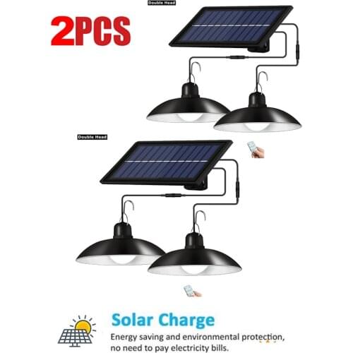 2pcs Retro Lampshade Solar Pendant Chandelier solar Outdoor Garden Fence light Wall lamp Night Light-Sensitive Security Gate Por