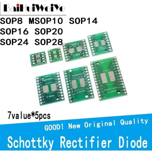 35 PCS/LOT PCB Board Kit SMD Turn To DIP 7value*5pcs SOP8 MSOP10 SOP14 SOP16 SOP20 SOP24 SOP28 SMT To DIP DIP-SOP SET