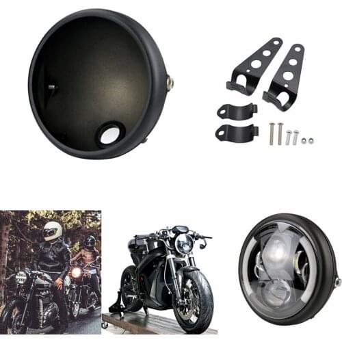 7 Inch Shiny/Matte Black Headlight Housing Universal Motorcycle Headlight Mounting Bracket Adjustable LED Headlight Bracket