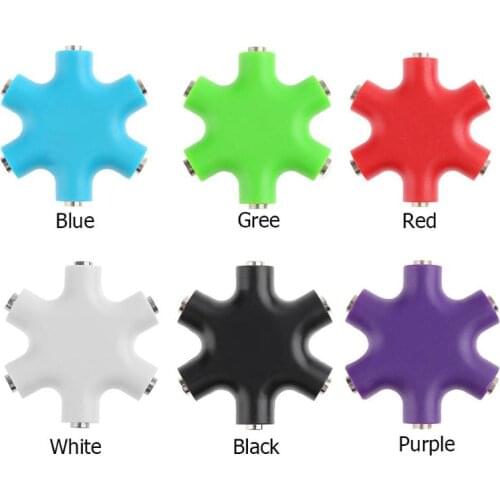 ALLOYSEED 3.5mm Jack 6 Way Multi Port Hub Aux Headphone Splitter Audio Cable Adapter Earphone Accessory