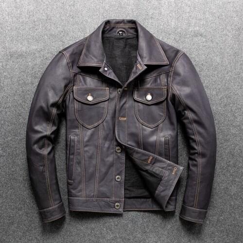 Free shipping.2020 new genuine Leather jacket.classic casual slim goatskin coat.soft quality leather clothes.blue leather sales