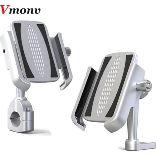 New 2 IN 1 Aluminum Motorcycle Rearview Mirror Bicycle Handlebar Cell Phone Holder Stand for 4-6.5 inch Xiaomi iPhone Bike Mount