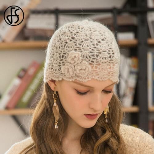 FS Winter Hats For Women Warm Knitted Beanie Hat Autumn Beanies For Ladies Solid Mohair Bonnet Caps White Black Cap 2020 Fashion