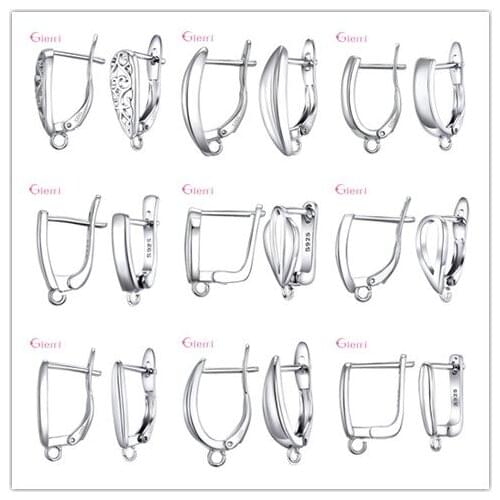 Geometric 925 Sterling Silver Hoops Earrings Hollow Ear Wire Hoops Earrings Wires For DIY Jewelry Making Supplies Wholesale