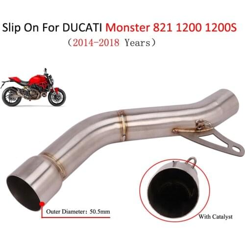 Motorcycle Exhaust Muffler Escape Modiifed Middle Link Pipe Catalyst Slip On For DUCATI Monster 821 Monster 1200 2014 - 2016