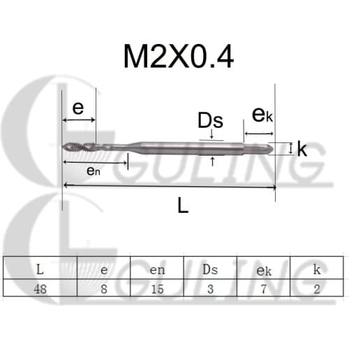 GULING HSS DIN371 Spiral Fluted Tap M2 M2.5 M3 M4 M5 M6 M8 M10 M12 X0.4 X0.45 X0.5 X0.7 X0.8 X1 X1.75 Machine Screw Thread Taps