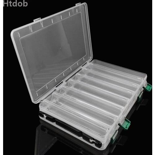 Htdob 14 Compartments Transparent Plastic Fishing Lure Tackle Box Hook Fishing Accessories Storage Case Double Sided B