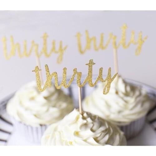 Customised THIRTY glitter Cupcake Topper/ Personalised Birthday glod Cupcake Topper/table decorations Party Decorations