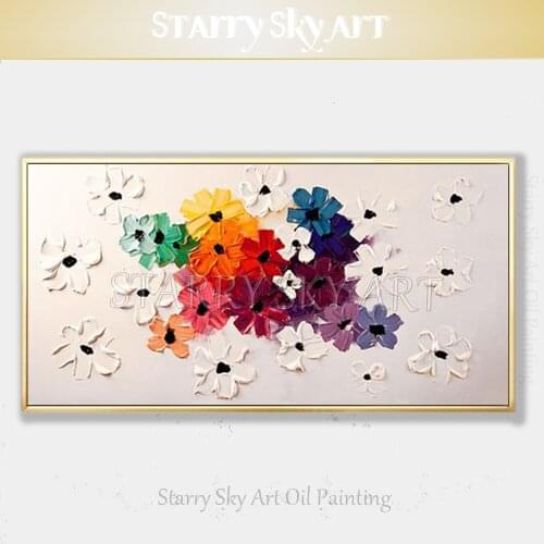 Fashion Design Artist Hand-painted High Quality Modern Wall Art Thick Textured Flowers Oil Painting Thick Flower Oil Painting