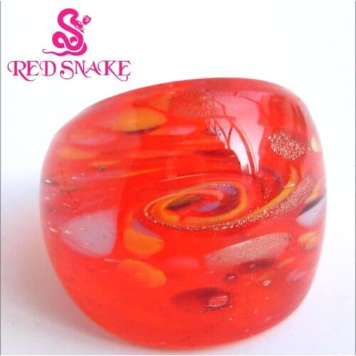 RED SNAKE Fashion Ring Handmade Red with color spots Murano Glass Rings