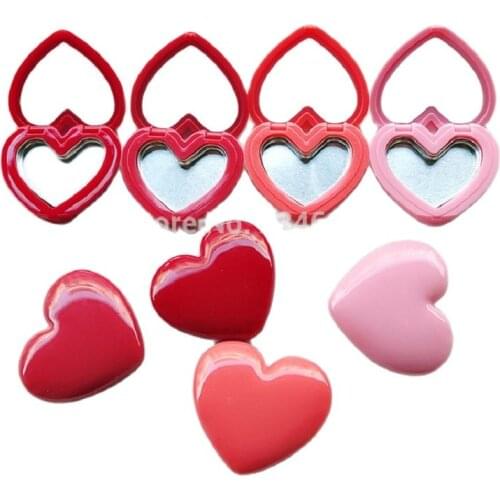 40pcs/lot Love Heart Shape Rouge Lipstick Box Eyeshadow Case with Aluminum Pallet Empty Plate Small Cosmetic Compact with Mirror