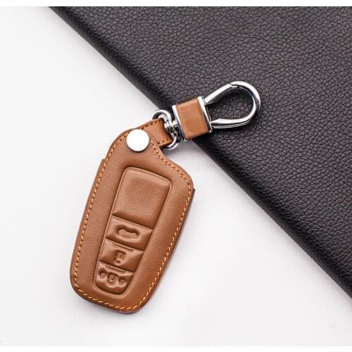 Classic Style Carrying Leather Key Case Cover For Toyota Camry Prado 2017 2018 CHR Prius Corolla RAV 4 3 Buttons