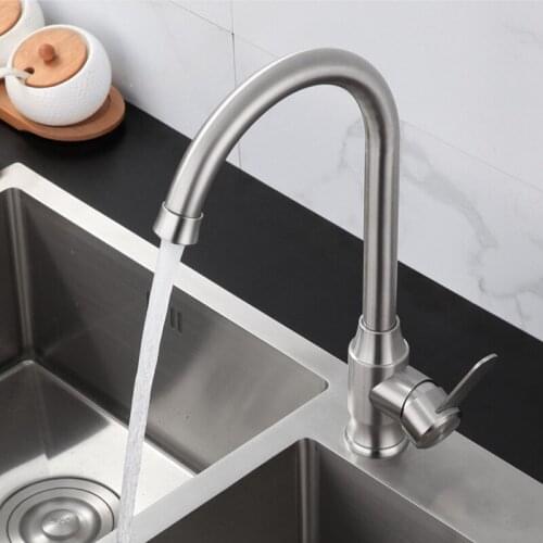 304 Stainless Steel Kitchen Faucet Brushed Cold and Hot Water Saving Taps Mixer Washbasin Tap Kitchen Sink Faucets