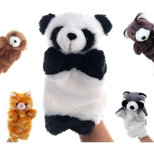 Hand Puppets for Kids Winter Gloves Keep Warm Animal Plush Toys Cute Pandas Raccoon Hand Puppets Childrens Gifts Popular Toys