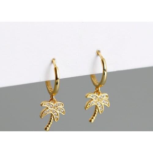 LOOXI Silver Gold Color Drop Earring Women Jewelry Gold Plated Palm Tree Clip Circle Round Earring Boucle Doreille Femme Earring