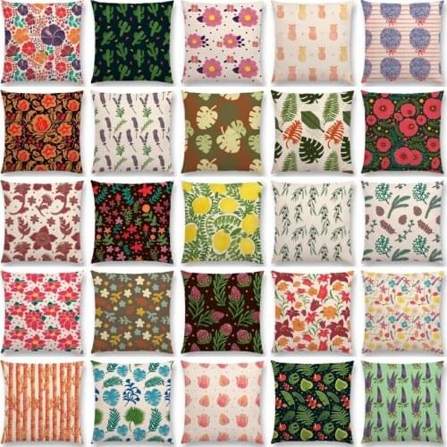 Little Flowers Tropical Leaves Sweet Spring Lavender Bamboo Cactus Lovely Floral Pattern Cushion cojin 40x40 housses de coussin