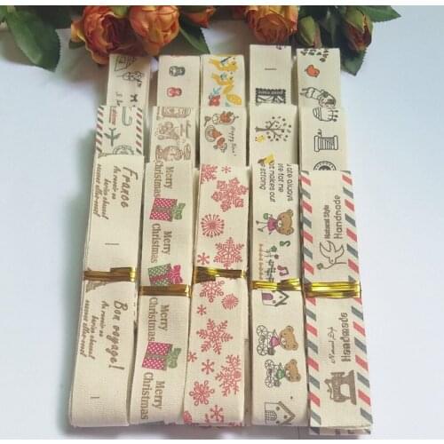 Mix 15pcs Handmade HOME SEWING Printed Cotton Webbing Sewing Label Cotton Fabric Printing Sewing Tape Ribbons For DIY Apparel