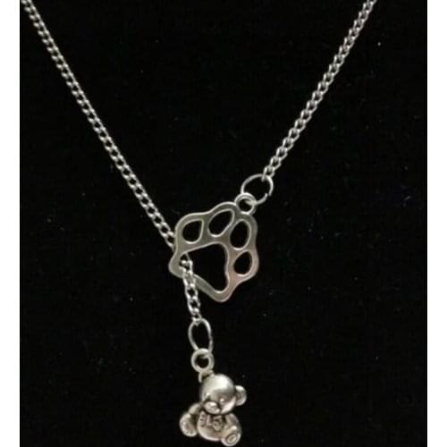 Lovely Mini Bear& Bear paw print New Fashion Vintage Charms Bear Pendant Necklace Suspension Jewelry Gift