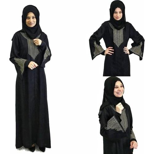Muslim Fashion Abaya Front Zipper Dubai Silky Soft Ladies Stony Turkey Luxury Ferace Arab High Quality Elegant Women 006