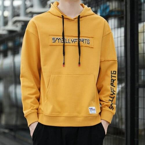 EL BARCO Autumn Cotton Hip Hop Hoodies Sweatshirt Men Black White Streetwear Tops Soft Harajuku Yellow Male Pullover Coats M-3XL