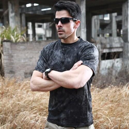 Male Outdoor Cycling O-Neck Camouflage Fast Dry T-shirt Mens Summer Hiking Camping Climbing Military Training Breathable T Shirt