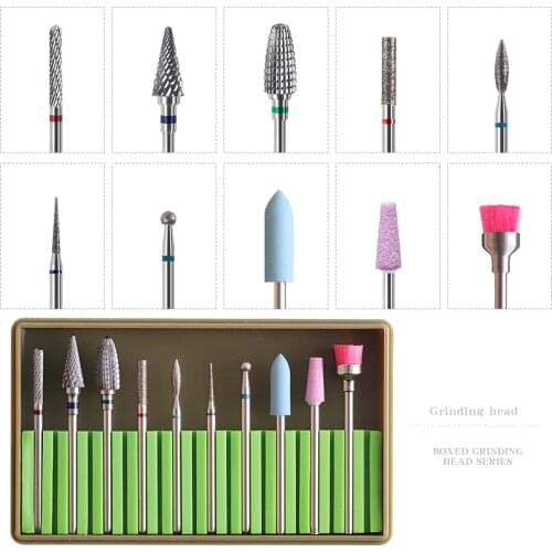 10 PCS Combined Nail Drill Bits Set for Manicure Pedicure Ceramics Tungsten Carbide Alloy Cutter for Removing Gel Polish Tools