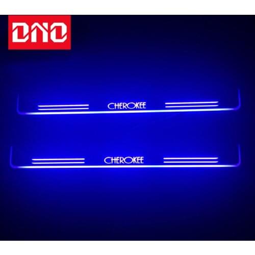 DNO Trim Pedal LED Car Light Door Sill Scuff Plate Pathway Dynamic Streamer Welcome Lamp For Jeep Grand Cherokee 2011 - 2015