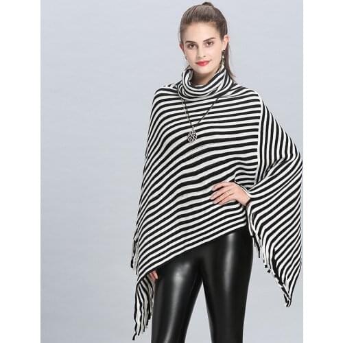 2018 New Fashion winter warm Poncho for women/ladies Thicken Blanke Solid Vintage shawls and wraps High Neckline Long Tassel