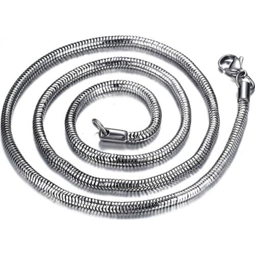 New Arrive 60cm Length Silver Color 316L Stainless Steel Chain snake chain Clavicular chain Lobster Clasps Simple Chain Necklace