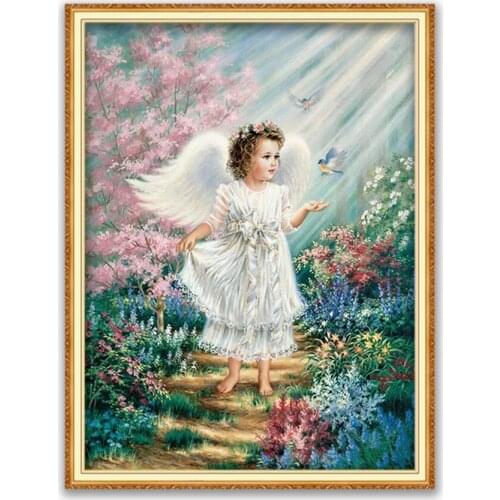 Region Angel DIY 11CT Embroidery Cross Stitch Kits Needlework Craft Set Printed Canvas Cotton Thread Home Decoration Wholesale