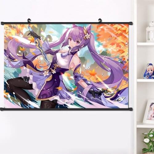 Popular Game Genshin Impact Ke Qing Lovely Girl Wall Scroll Painting Poster HD Print Home Decor Collection 40x60cm