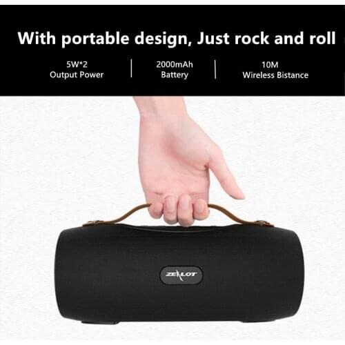 ZEALOT s29 Portable wireless Bluetooth Speaker Stereo system TF FM Radio Music Subwoofer Column Flashligh Speakers for Computer