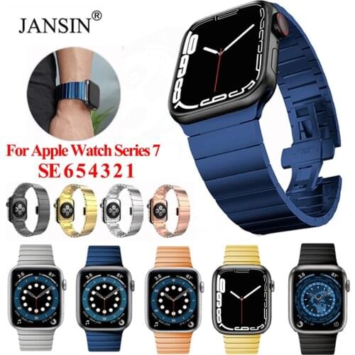 Stainless Steel Watchband For Apple Watch 42mm 38mm 40mm 44mm Butterfly Buckle Metal Bracelet Strap For iWatch SE Serie 6 5 4 3