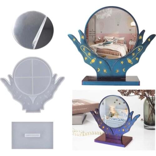 Handicrafts DIY Crystal Epoxy Resin Mold Hand Makeup Mirror Desktop Mirror Silicone Mold Home decor