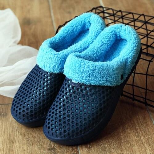 Couple Home Cotton Shoes Men Winter Plush Slippers Casual Indoor Garden Sandals Men Slip On Flat Rubber Loafers Zuecos Hombre