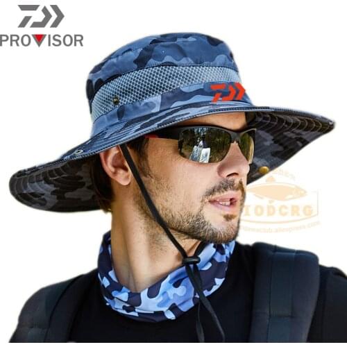 Camouflage Mesh Breathable Fisherman Hat 2021 Men Leisure Jungle Round Side Outdoor Climbing Big Brim Sunscreen Fishing Hat