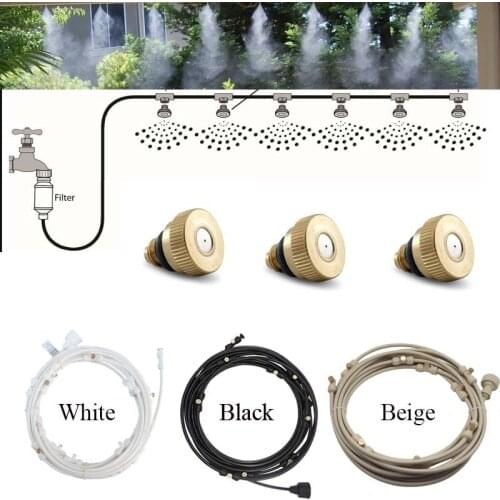 Water Misting Cooling System Kit summer Sprinkler brass Nozzle Outdoor Garden Greenhouse park Plants Spray Hose Watering