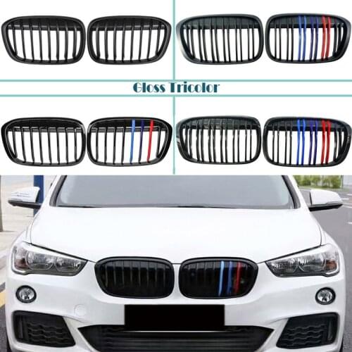 Carbon Fiber/Black Front Bumper Racing Grills Kidney Grilles For BMW X1 F48 F49 2016 2017 2018 M Power Performance Accessories