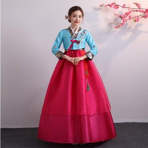 Embroidery Traditional Ladies Hanbok Court Marriage North Korean Performance Stage Dance Performance Costume Festive Dress