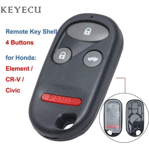 Keyecu Replacement Keyless Entry Remote Key Shell Case 3+1 Buttons for Honda Element CR-V Civic Si Coupe