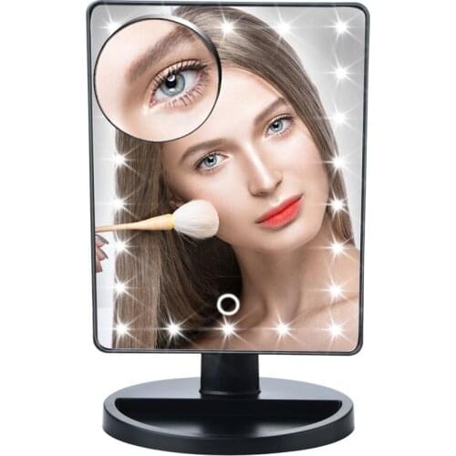 LED Touch Screen Makeup Mirror 10X Magnifying Professional Vanity Mirror With 22 LED Lights Health Beauty Adjustable Countertop