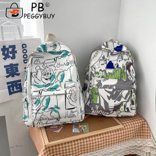 Women Fashion Preppy Style Backpacks Oxford Cloth Backpacks Graffiti Printing Bag Daily Leisure Shopping Traveling Knapsacks