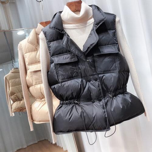 2021 New Spring Autumn Ultra Light Fashion Women Vest Sleeveless Down Jackets White Duck Down Waistcoat