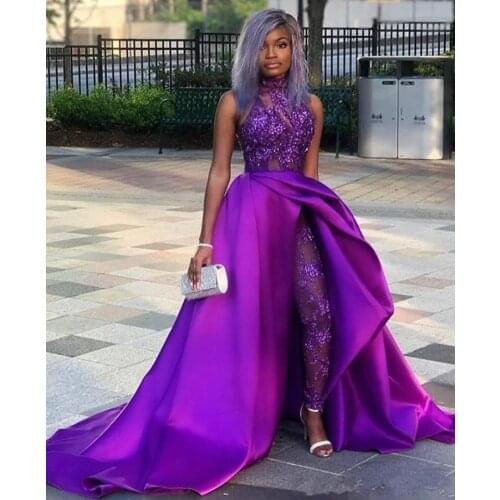 South African Prom Dresses A-line Appliques Beaded Pants Long Robe De Soiree Dubai Saudi Arabic Prom Gown Evening Dresses