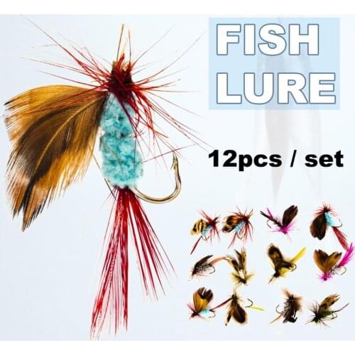 12Pcs/Set Fly Hook Insects Fly Fishing Lures Hooks Tackle Simulation Moths Fly Fishing Swim Bait Butterflies Fly Trolling Lure